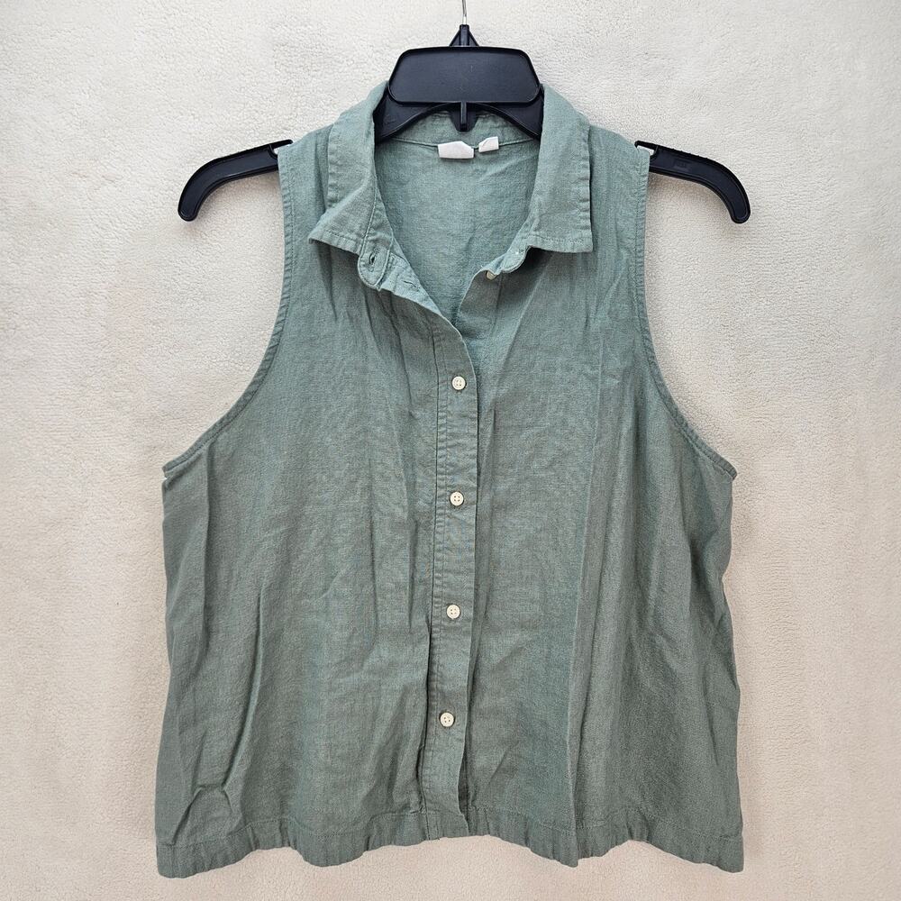 Gap Women's Medium Collar Button Up Sleeveless Ta… - image 1